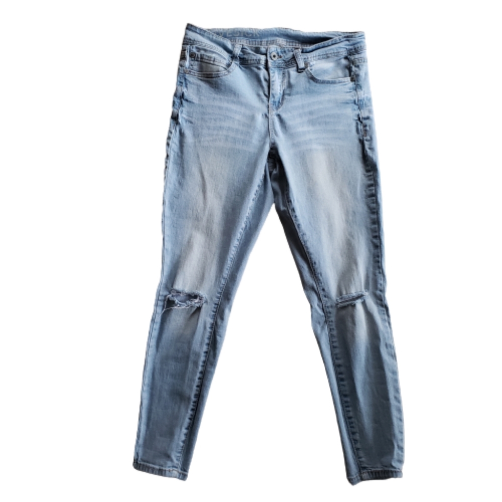 Lovesick Cropped Distressed Jegging Light Blue Denim Size 10